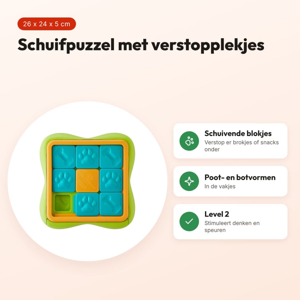 Nina Ottosson denkspel hond Challenge Slider level 2 26 x 24 x 5 cm – voordelen