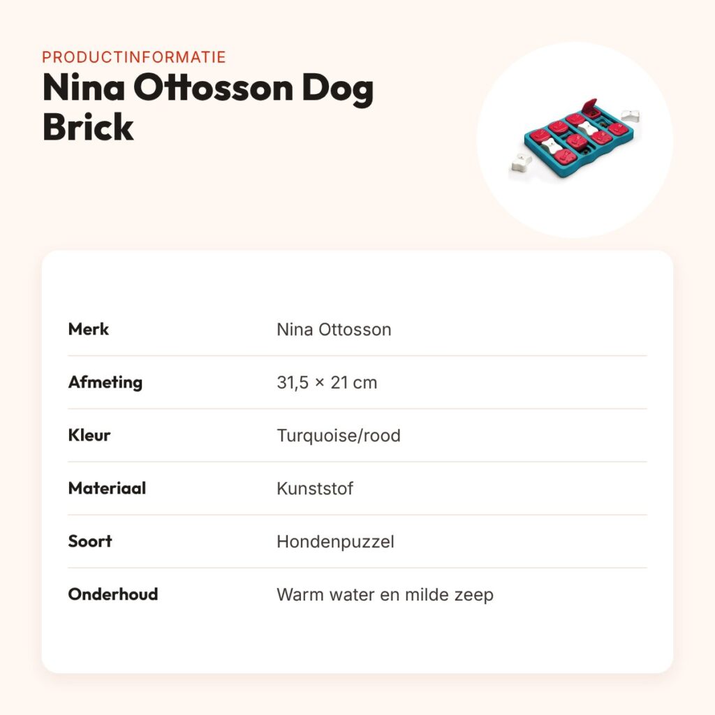 Nina Ottosson Dog Brick 31,5 x 21 cm – hondenpuzzel, turquoise/rood – productinformatie