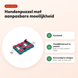 Nina Ottosson Dog Brick 31,5 x 21 cm – hondenpuzzel, turquoise/rood – voordelen