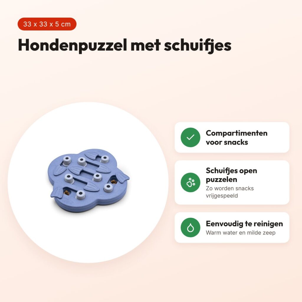 Nina Ottosson Dog Hide N Slide 33 x 33 x 5 cm – hondenpuzzel met schuifjes – voordelen