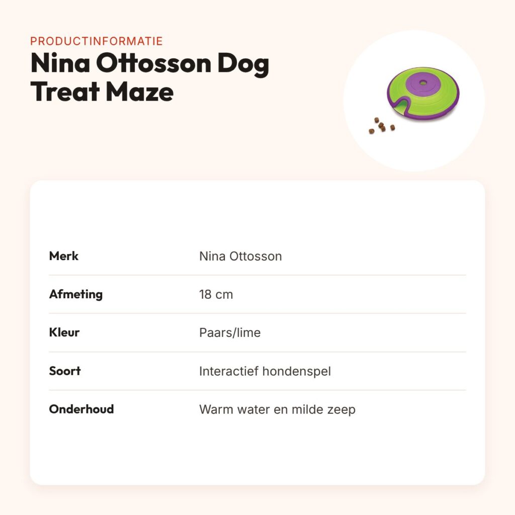 Nina Ottosson Dog Treat Maze 18 cm – interactief hondenspel, paars/lime – productinformatie