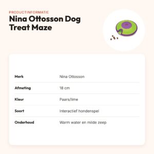 Nina Ottosson Dog Treat Maze 18 cm – interactief hondenspel, paars/lime – productinformatie