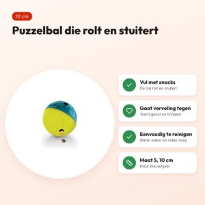 Nina Ottosson Dog Treat Tumble puzzelbal blauw S 10 cm – voordelen