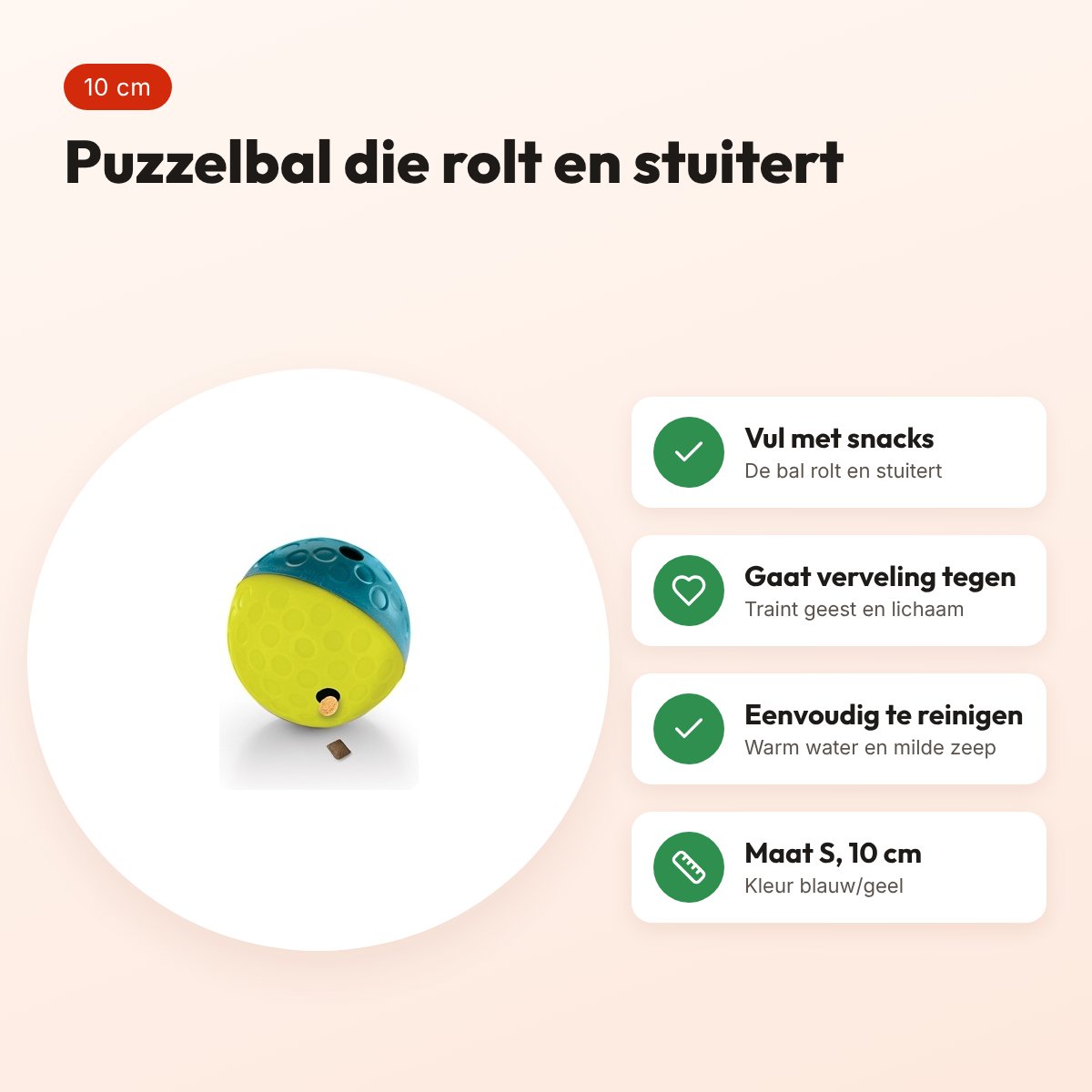 Nina Ottosson Dog Treat Tumble puzzelbal blauw S 10 cm – voordelen