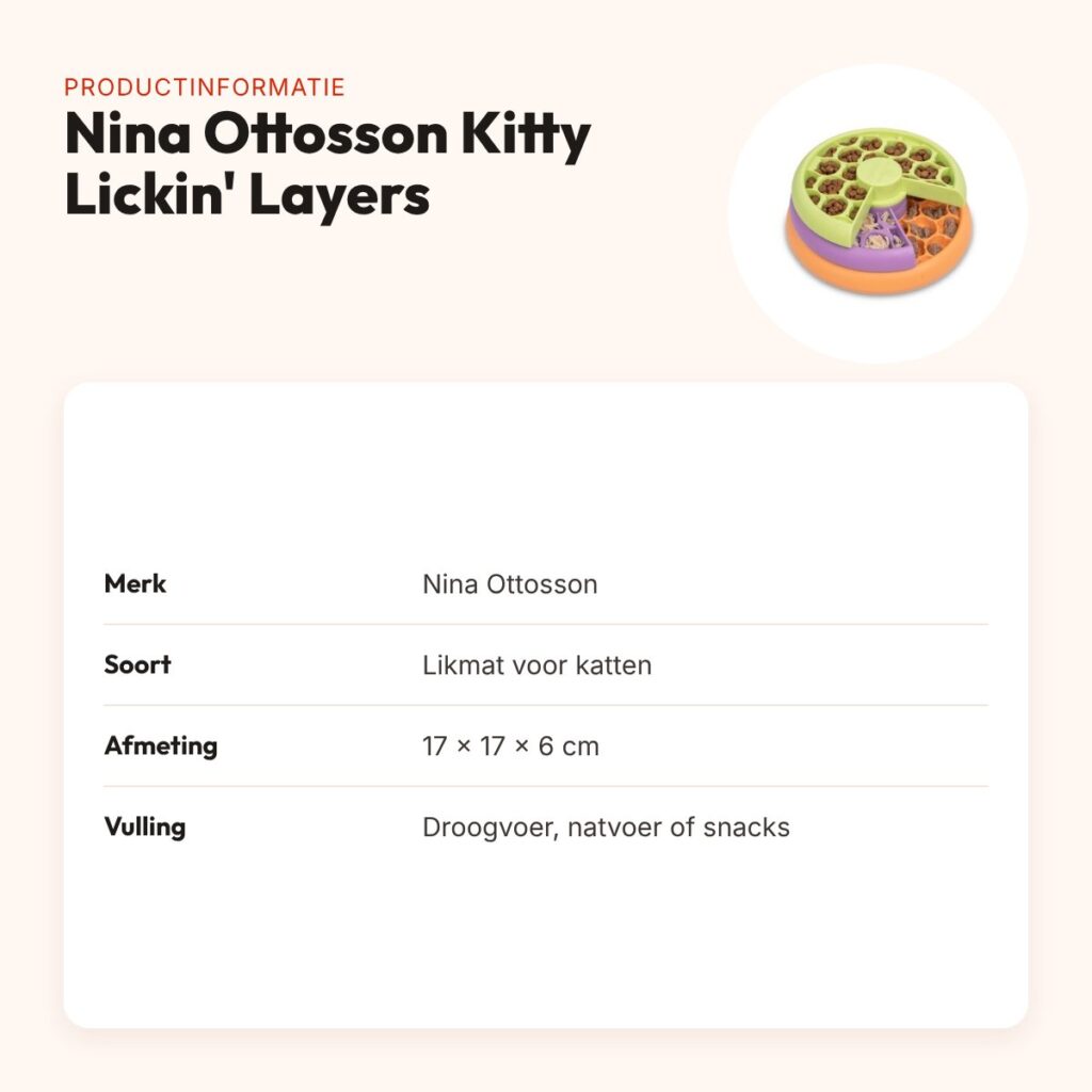 Nina Ottosson Kitty Lickin' Layers likmat 17 x 17 x 6 cm – productinformatie