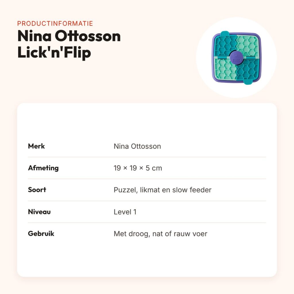 Nina Ottosson Lick'n'Flip level 1 19 x 19 x 5 cm – puzzel en likmat – productinformatie