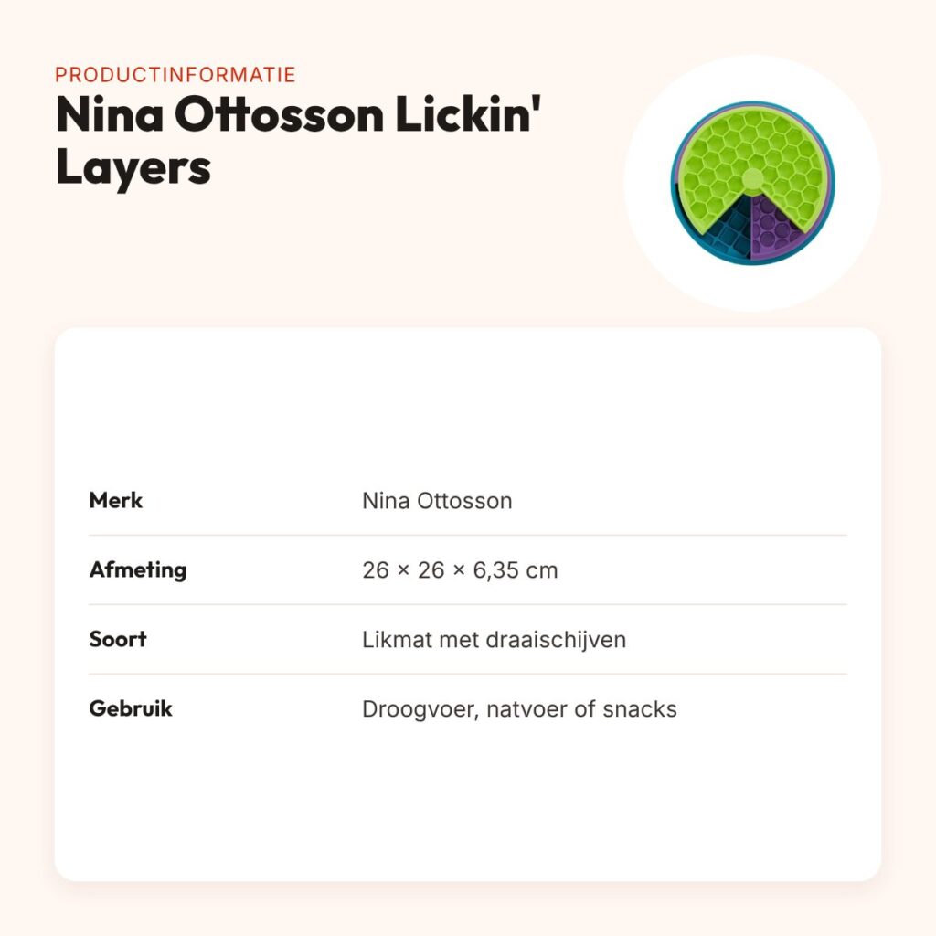 Nina Ottosson Lickin' Layers likmat 26 cm – hondenspel met draaischijven – productinformatie