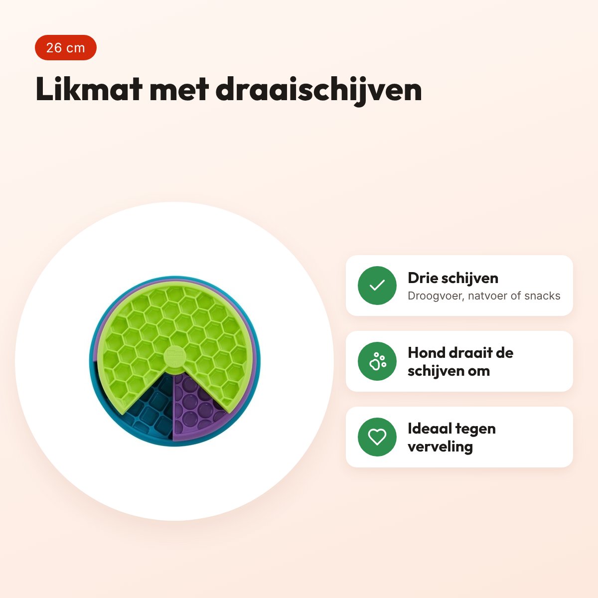 Nina Ottosson Lickin' Layers likmat 26 cm – hondenspel met draaischijven – voordelen
