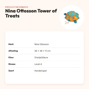 Nina Ottosson Tower of Treats 36 x 36 x 11 cm – level 4, oranje/blauw – productinformatie