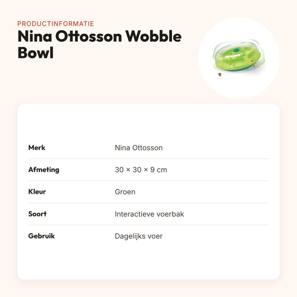Nina Ottosson Wobble Bowl groen 30 x 30 x 9 cm – interactieve voerbak – productinformatie