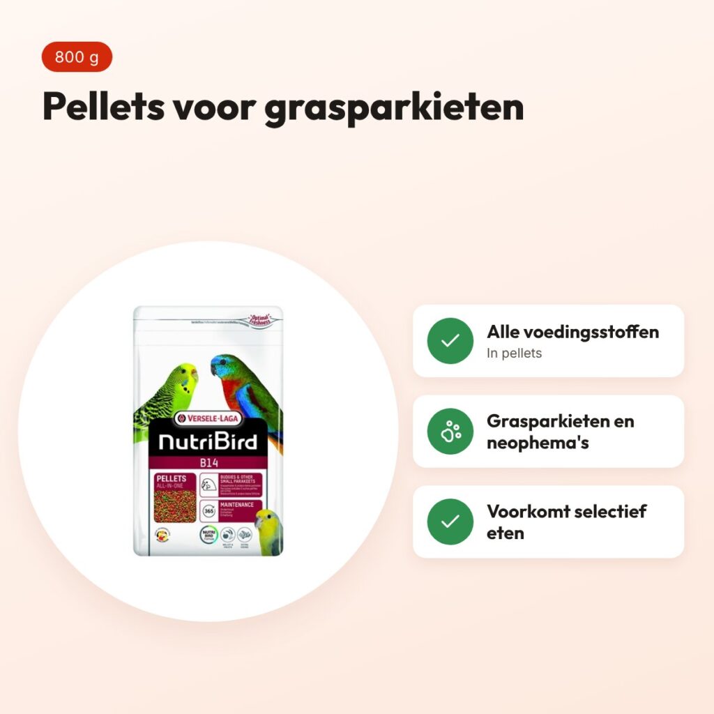 Nutribird B14 onderhoudsvoeder grasparkieten 800 g – pellets – voordelen