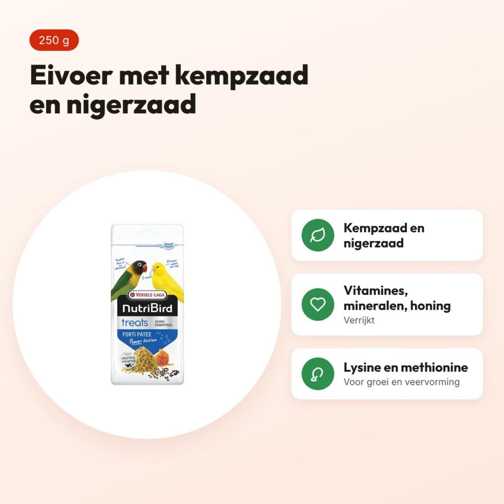 Nutribird Treats Forti Patée Power Fusion 250 g – eivoer huiskamervogels – voordelen