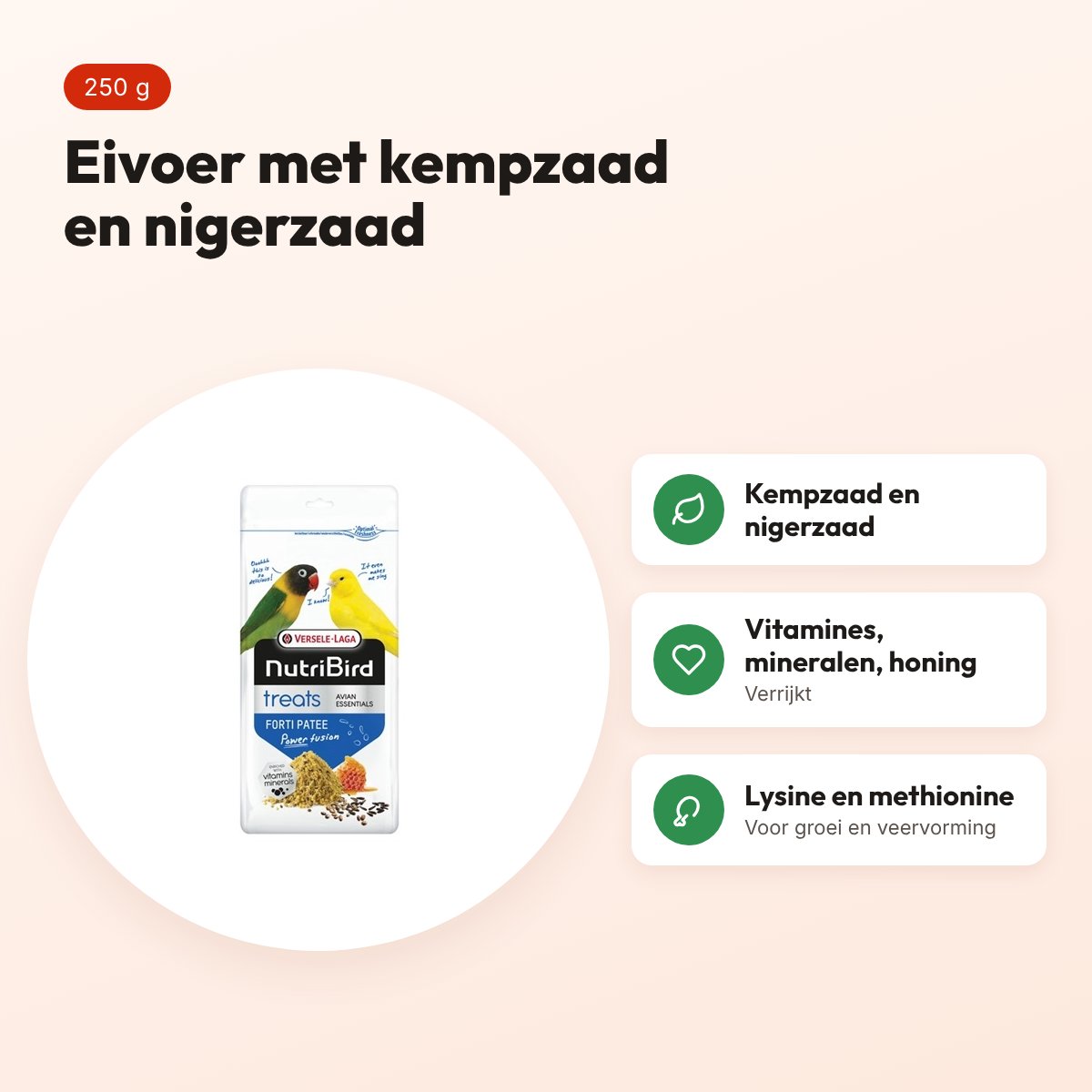 Nutribird Treats Forti Patée Power Fusion 250 g – eivoer huiskamervogels – voordelen
