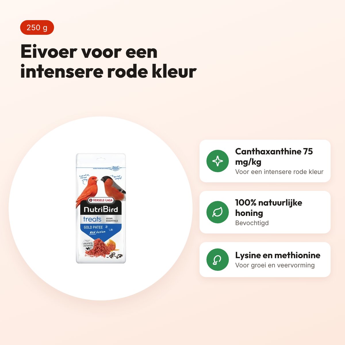 Nutribird Treats Gold Patée Red Fusion eivoer 250 g – rode kleur – voordelen