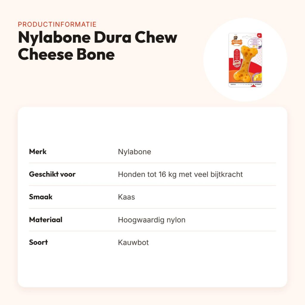 Nylabone Dura Chew Cheese Bone kauwspeeltje kaassmaak – tot 16 kg – productinformatie