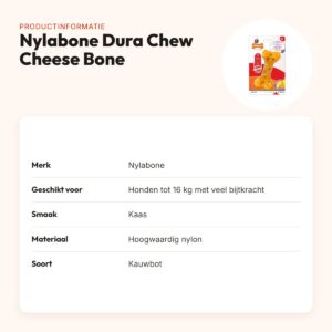 Nylabone Dura Chew Cheese Bone kauwspeeltje kaassmaak – tot 16 kg – productinformatie