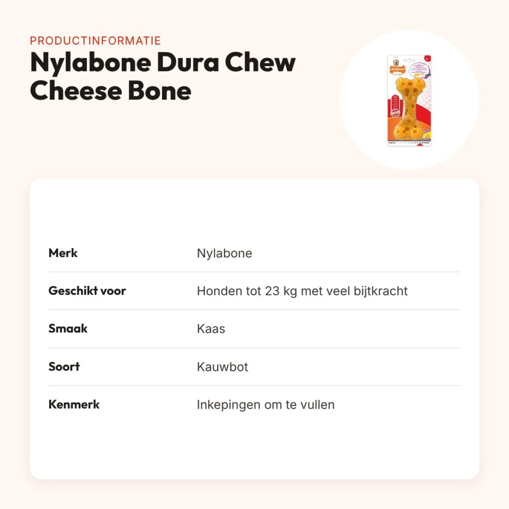 Nylabone Dura Chew Cheese Bone kauwspeeltje kaassmaak – tot 23 kg – productinformatie