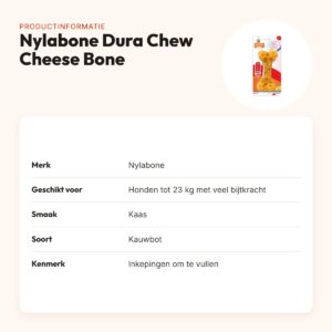 Nylabone Dura Chew Cheese Bone kauwspeeltje kaassmaak – tot 23 kg – productinformatie