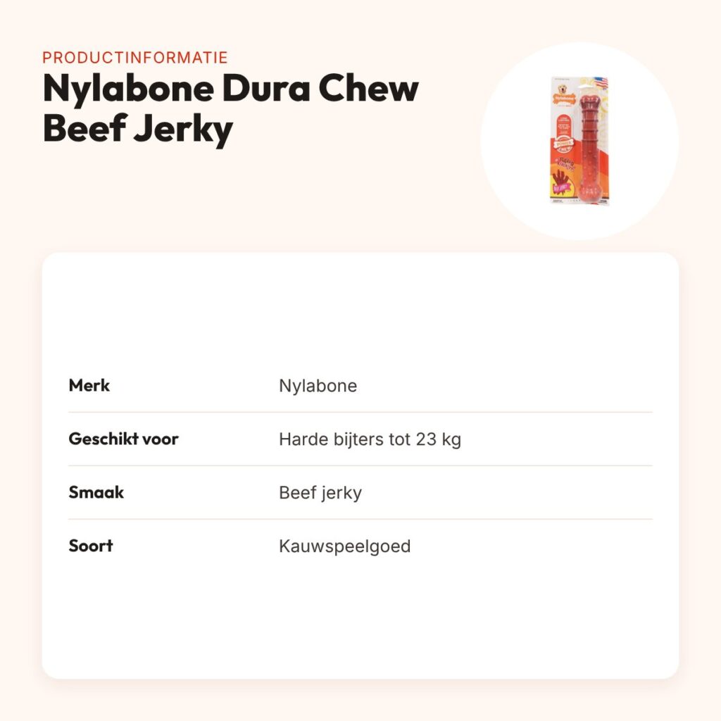 Nylabone Dura Chew kauwspeelgoed Beef Jerky – harde bijters tot 23 kg – productinformatie