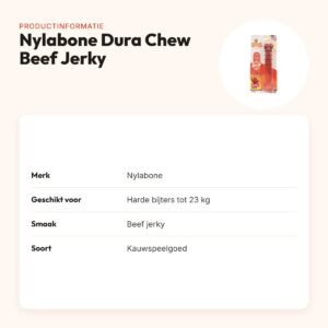 Nylabone Dura Chew kauwspeelgoed Beef Jerky – harde bijters tot 23 kg – productinformatie