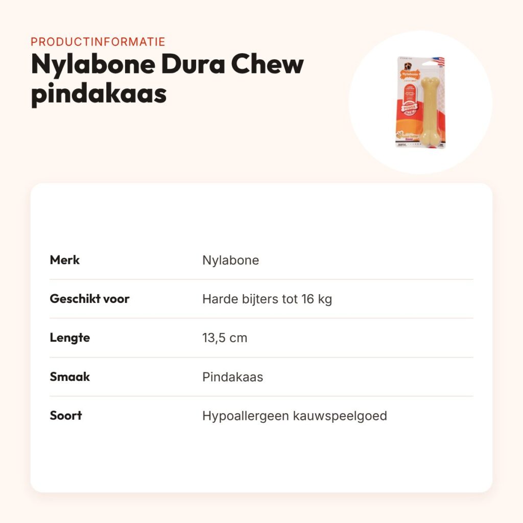 Nylabone Dura Chew kauwspeelgoed pindakaas – hypoallergeen, tot 16 kg – productinformatie