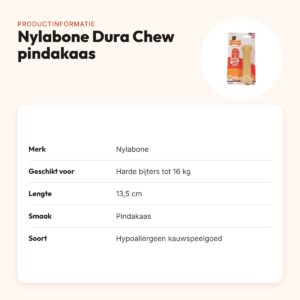 Nylabone Dura Chew kauwspeelgoed pindakaas – hypoallergeen, tot 16 kg – productinformatie