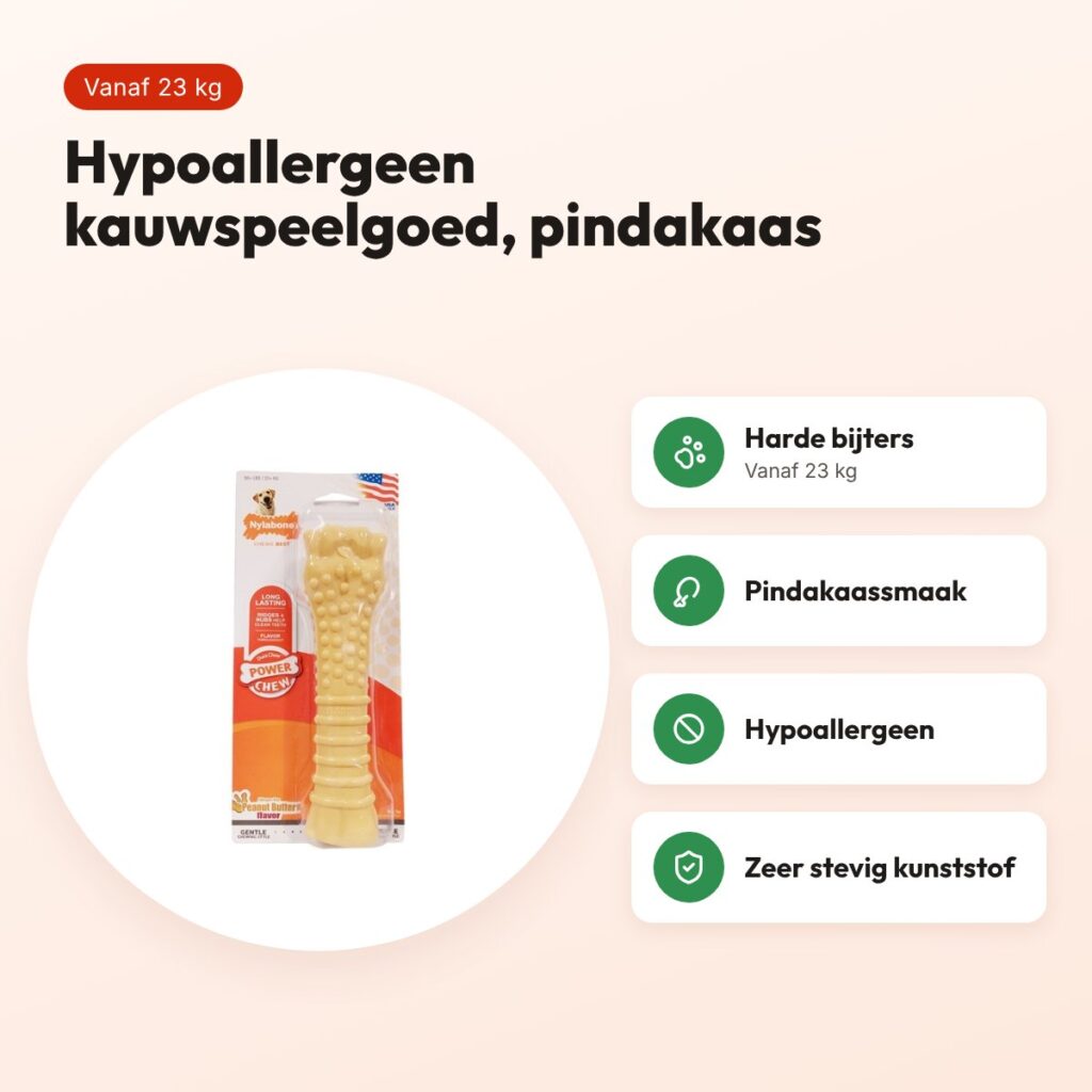 Nylabone Dura Chew kauwspeelgoed pindakaas – hypoallergeen, vanaf 23 kg – voordelen