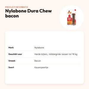 Nylabone Dura Chew kauwspeeltje baconsmaak – harde bijters tot 16 kg – productinformatie
