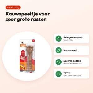 Nylabone Dura Chew kauwspeeltje baconsmaak – harde bijters vanaf 23 kg – voordelen