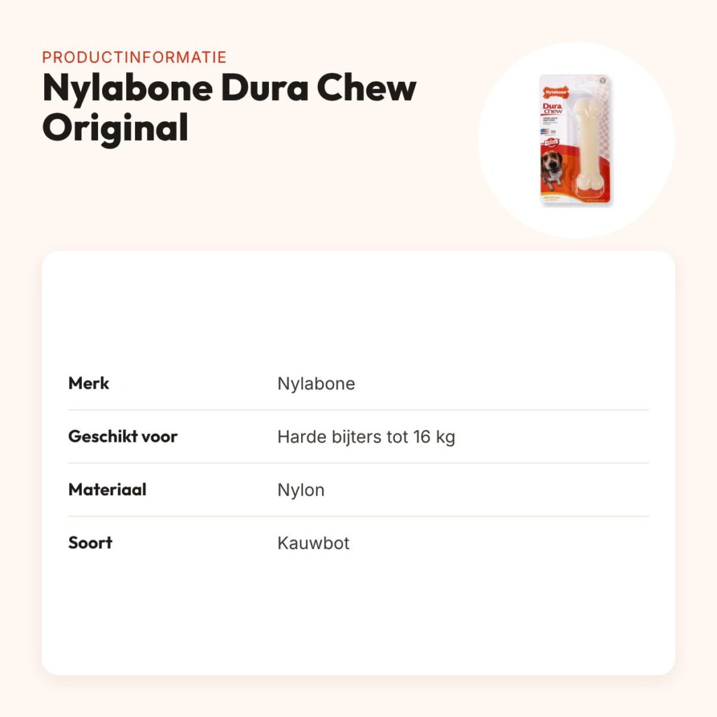 Nylabone Dura Chew Original kauwbot – harde bijters tot 16 kg – productinformatie