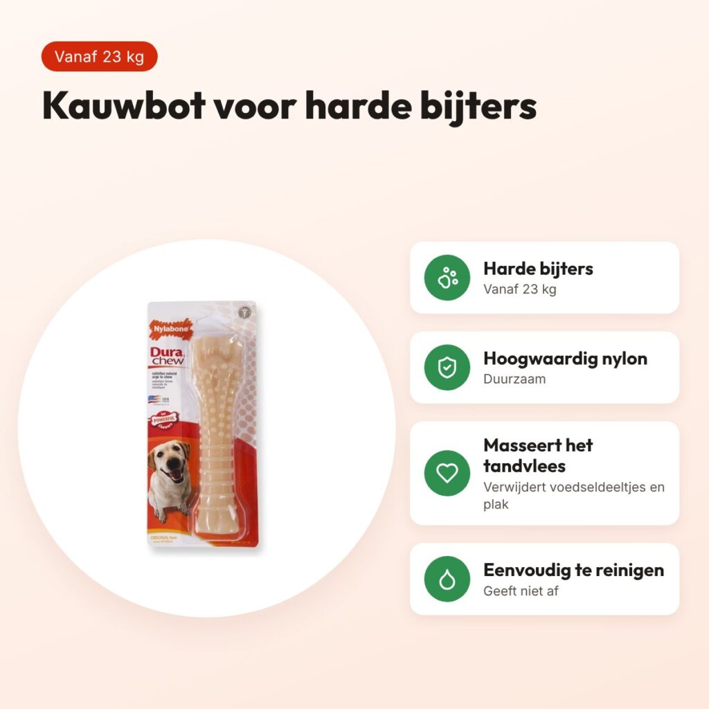 Nylabone Dura Chew Original kauwbot – harde bijters vanaf 23 kg – voordelen