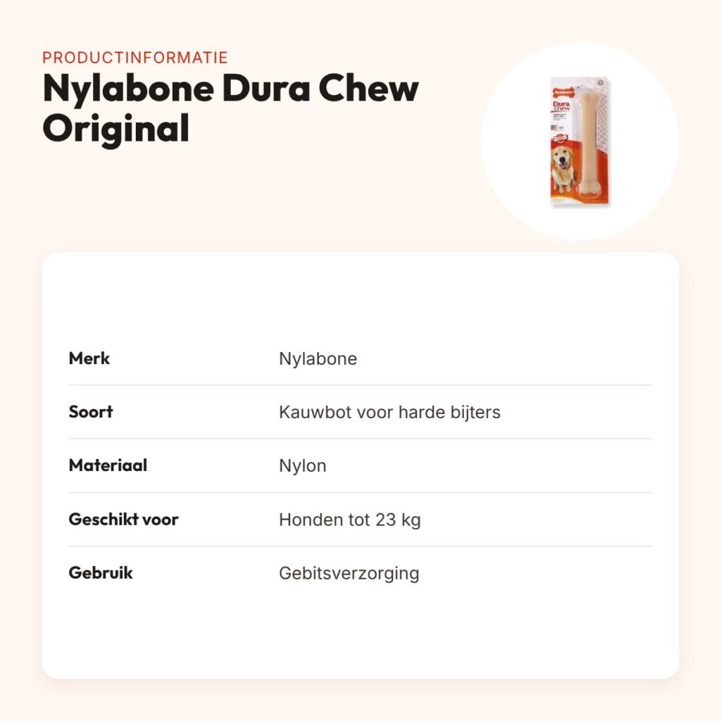 Nylabone Dura Chew Original kauwbot voor harde bijters – tot 23 kg – productinformatie