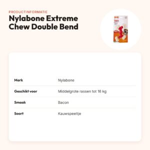 Nylabone Extreme Chew Double Bend kauwspeeltje baconsmaak – tot 16 kg – productinformatie