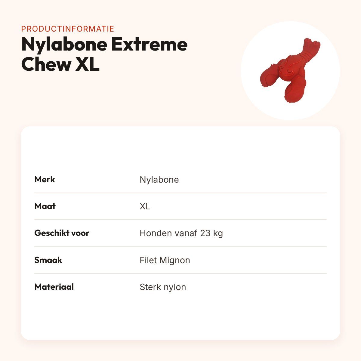Nylabone Extreme Chew kauwspeeltje Lobster Filet Mignon XL vanaf 23 kg – productinformatie