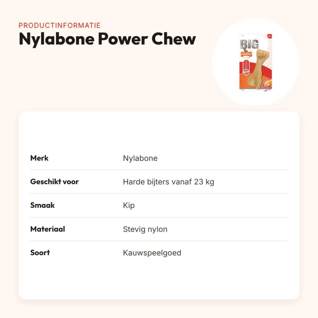 Nylabone Power Chew kauwspeelgoed kipsmaak – harde bijters vanaf 23 kg – productinformatie