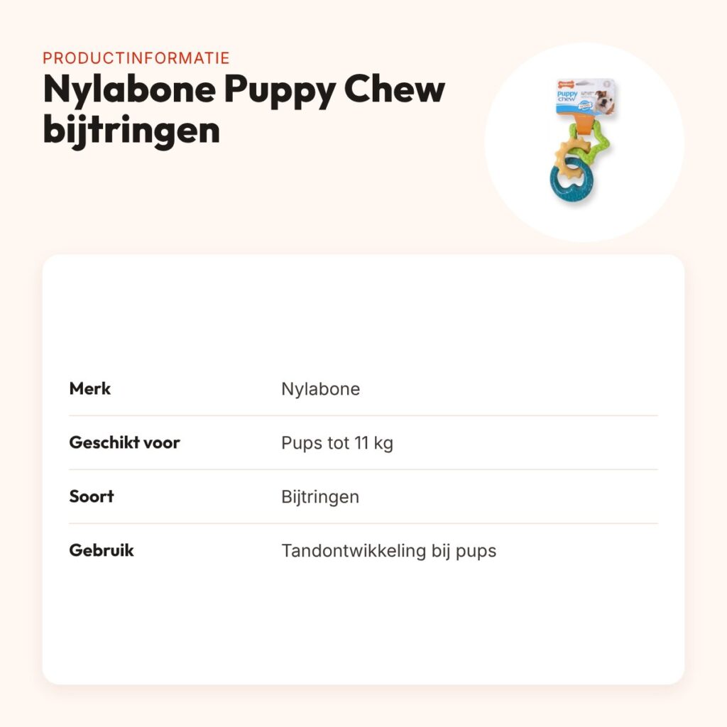 Nylabone Puppy Chew bijtringen – voor pups tot 11 kg – productinformatie