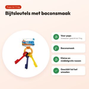 Nylabone Puppy Chew bijtsleutels baconsmaak – pups tot 11 kg – voordelen