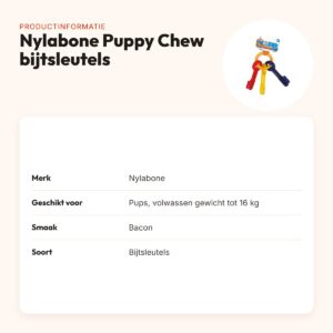 Nylabone Puppy Chew bijtsleutels baconsmaak – pups tot 16 kg – productinformatie