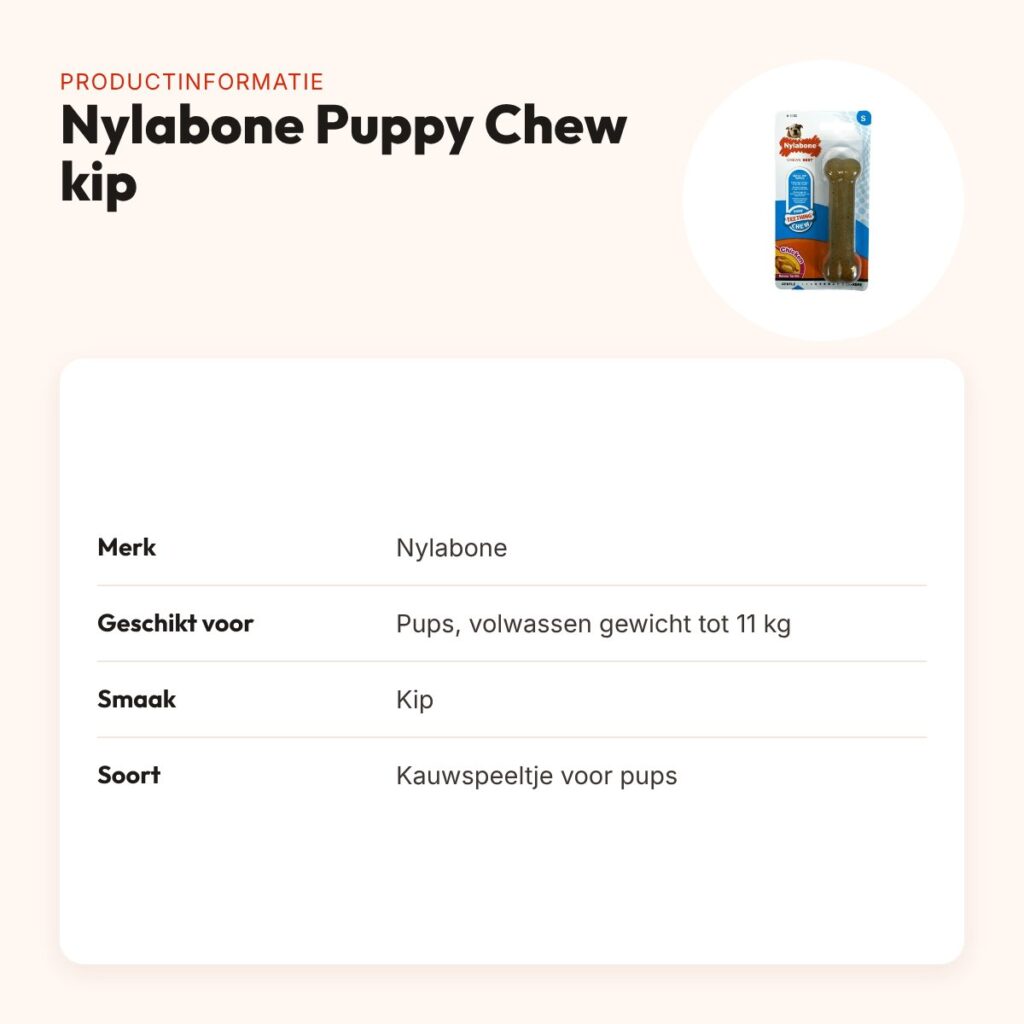 Nylabone Puppy Chew kauwspeeltje kipsmaak – pups tot 11 kg – productinformatie