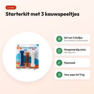 Nylabone Puppy Chew starterkit kipsmaak – 3 kauwspeeltjes, tot 11 kg – voordelen