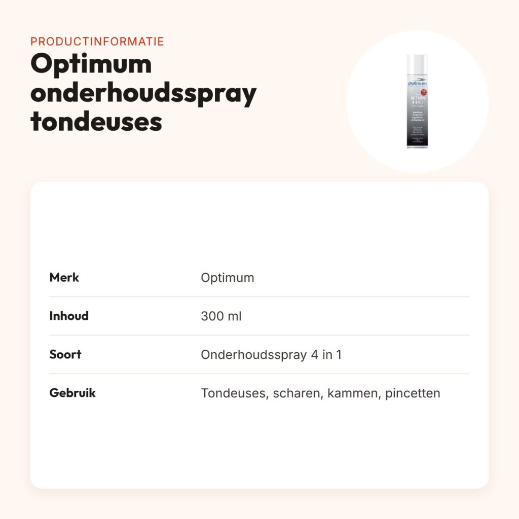 Optimum onderhoudsspray voor tondeuses 4 in 1 300 ml – productinformatie