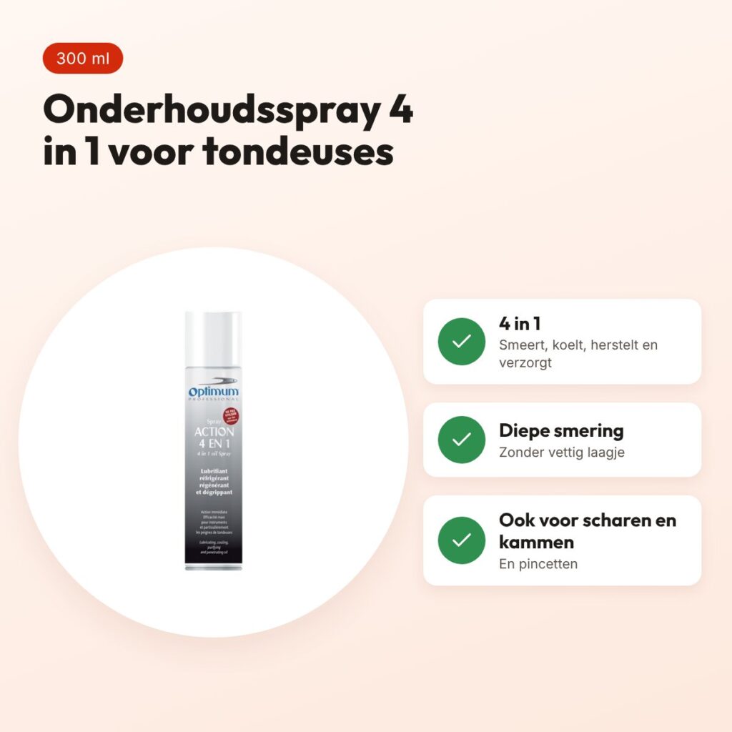 Optimum onderhoudsspray voor tondeuses 4 in 1 300 ml – voordelen