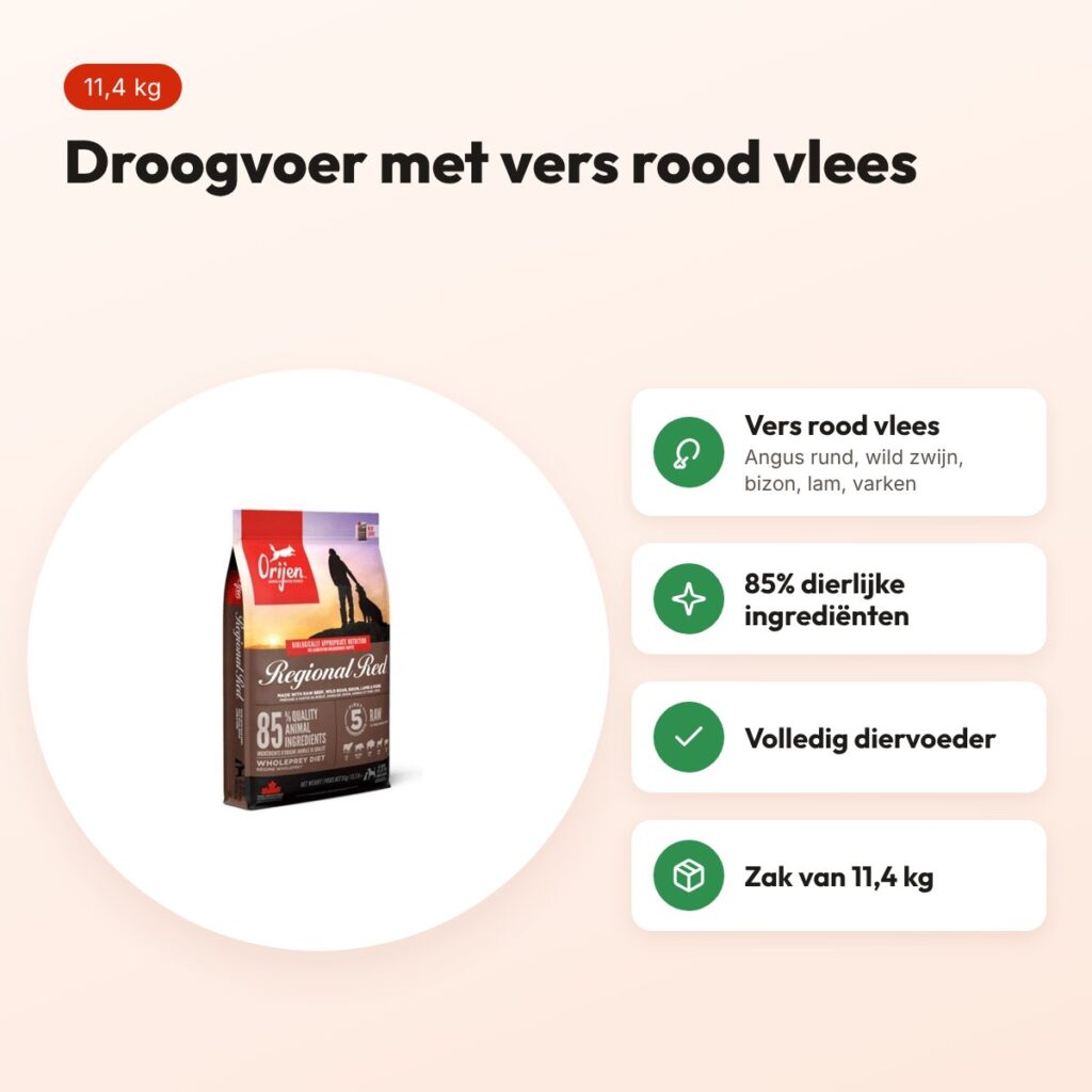 Orijen hondenvoer Regional Red 11,4 kg – droogvoer met rood vlees – voordelen