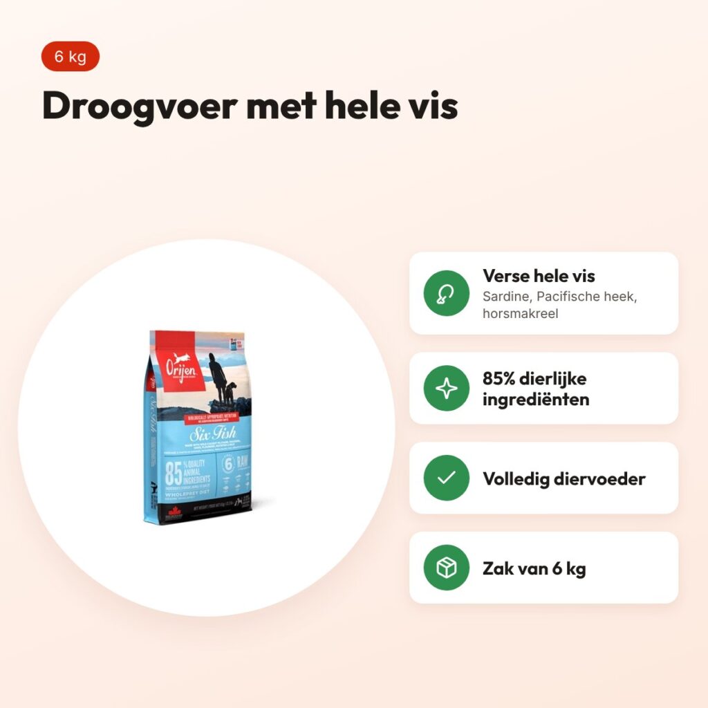 Orijen hondenvoer Whole Prey 6 Fish 6 kg – droogvoer met vis – voordelen