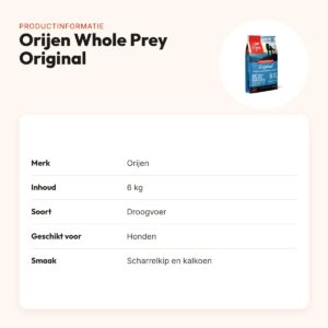 Orijen hondenvoer Whole Prey Original 6 kg – scharrelkip en kalkoen – productinformatie