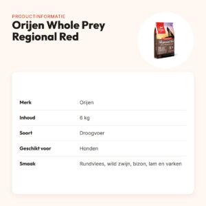 Orijen hondenvoer Whole Prey Regional Red 6 kg – rood vlees – productinformatie