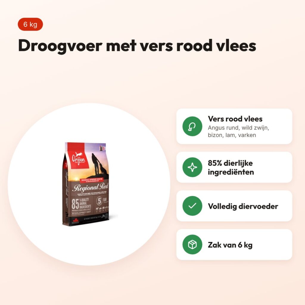 Orijen hondenvoer Whole Prey Regional Red 6 kg – rood vlees – voordelen