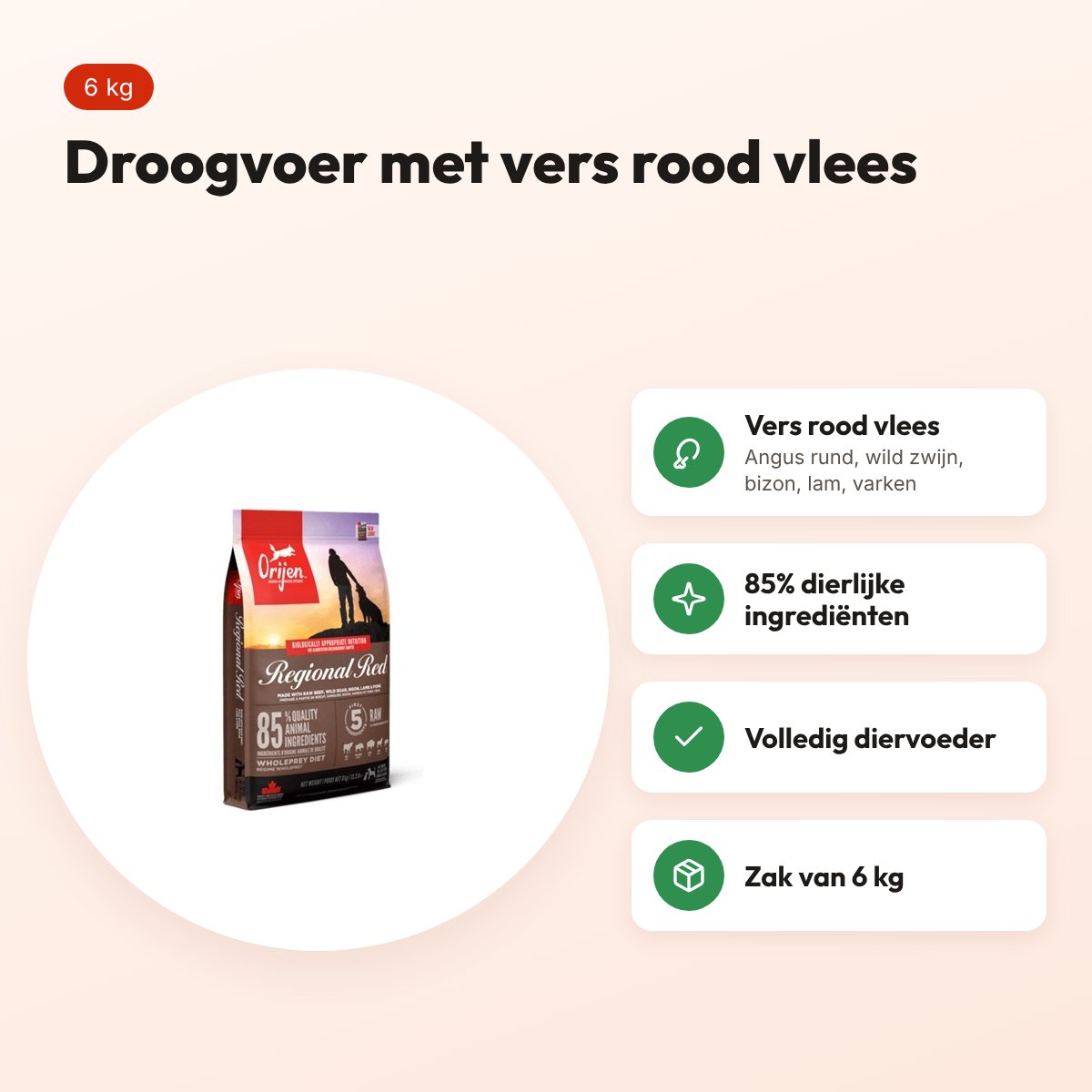 Orijen hondenvoer Whole Prey Regional Red 6 kg – rood vlees – voordelen