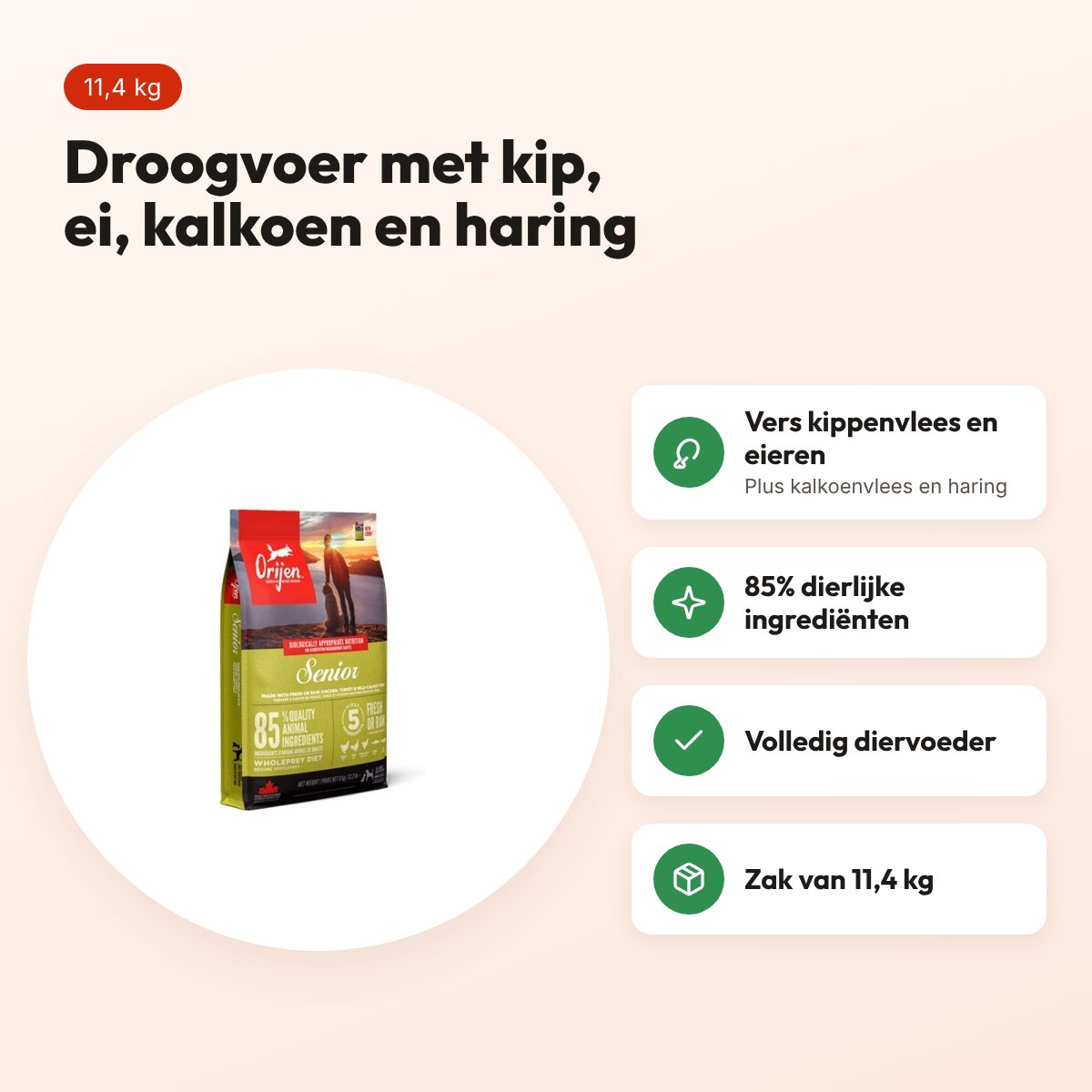 Orijen hondenvoer Whole Prey Senior 11,4 kg – voordelen