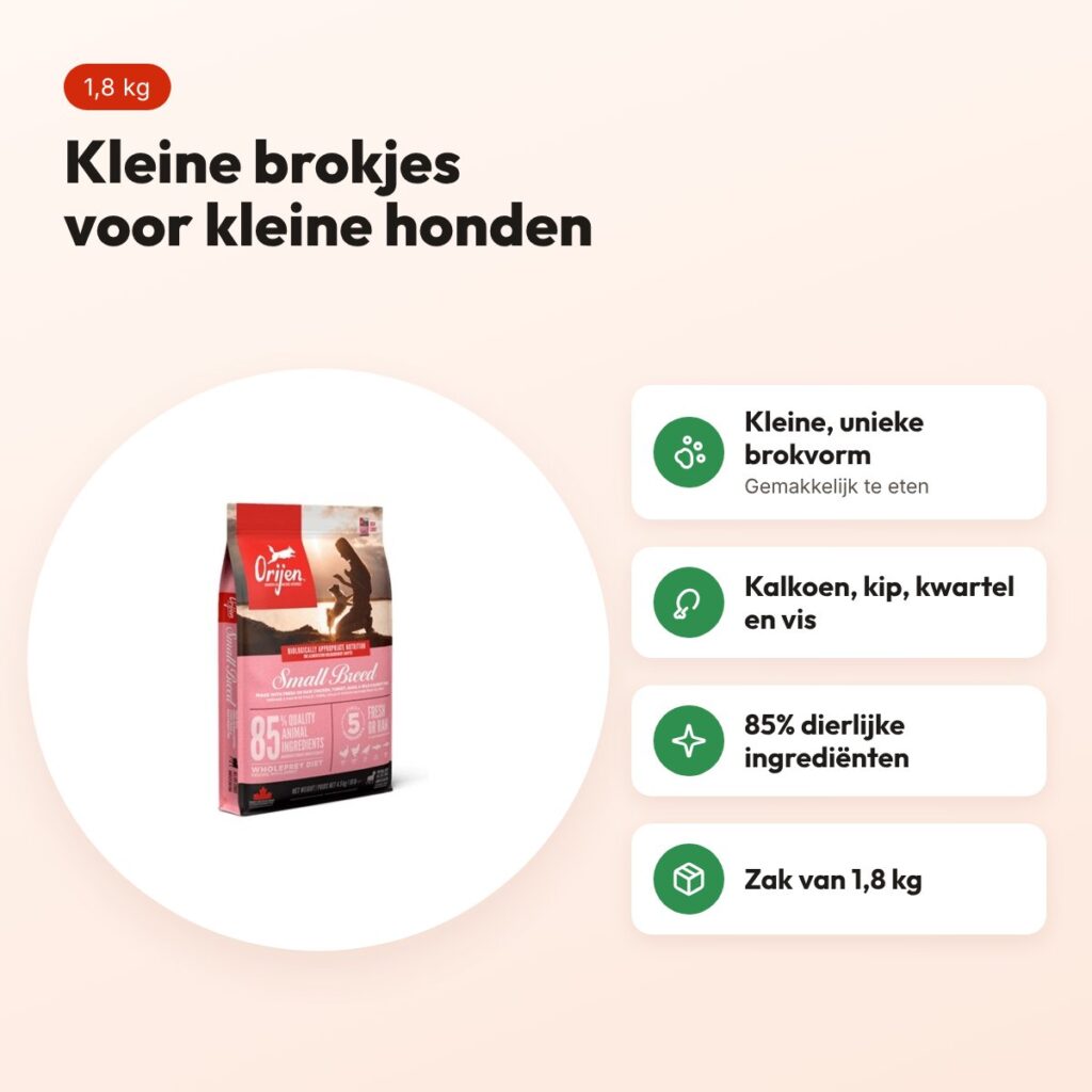 Orijen hondenvoer Whole Prey Small Breed 1,8 kg – kleine brokjes – voordelen